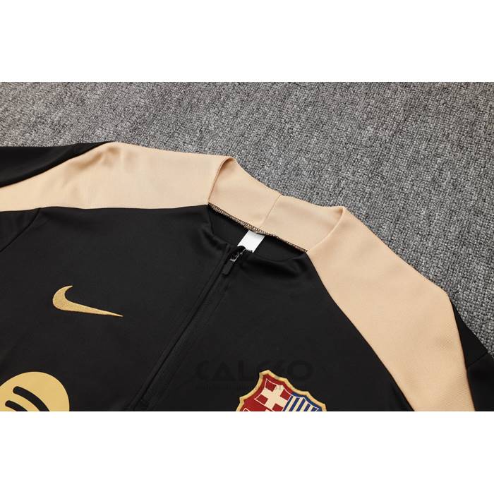 Tuta da Track di Felpa FC Barcellona Bambino 2024-2025 Nero Oro